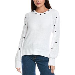 &Isla Womens  Bette Embroidered Sweater, White
